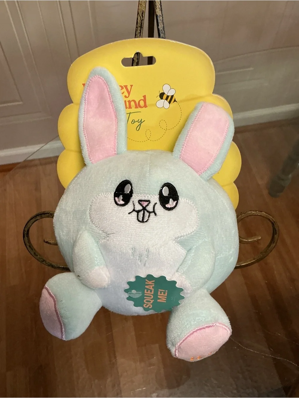 Honey & Hound Plush Bunny Squeaky Dog Toy Stuffed Animal Soft Durable Pet Toy 9”